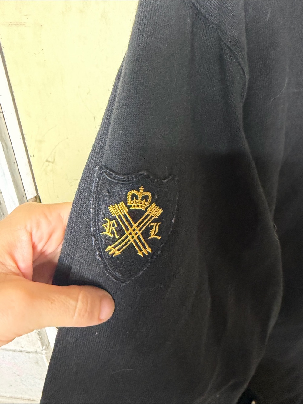 Vintage Polo Ralph Lauren PRLC Crest Rugby Shirt Black Gold Embroidered XXL - Picture 4 of 6